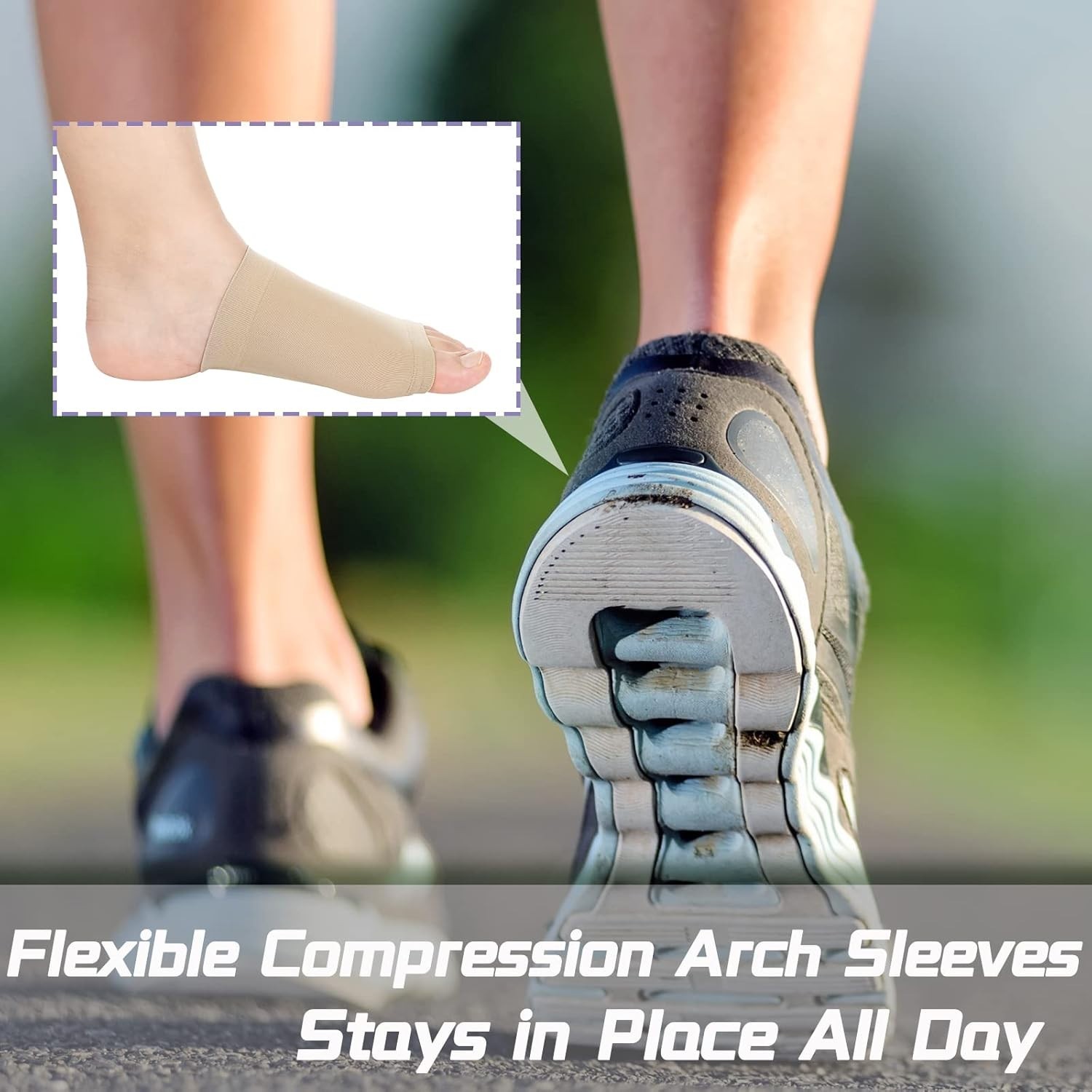 4 Pcs Arch Support Compression Sleeves Flat Foot Gel Pad Metatarsal Brace Relief