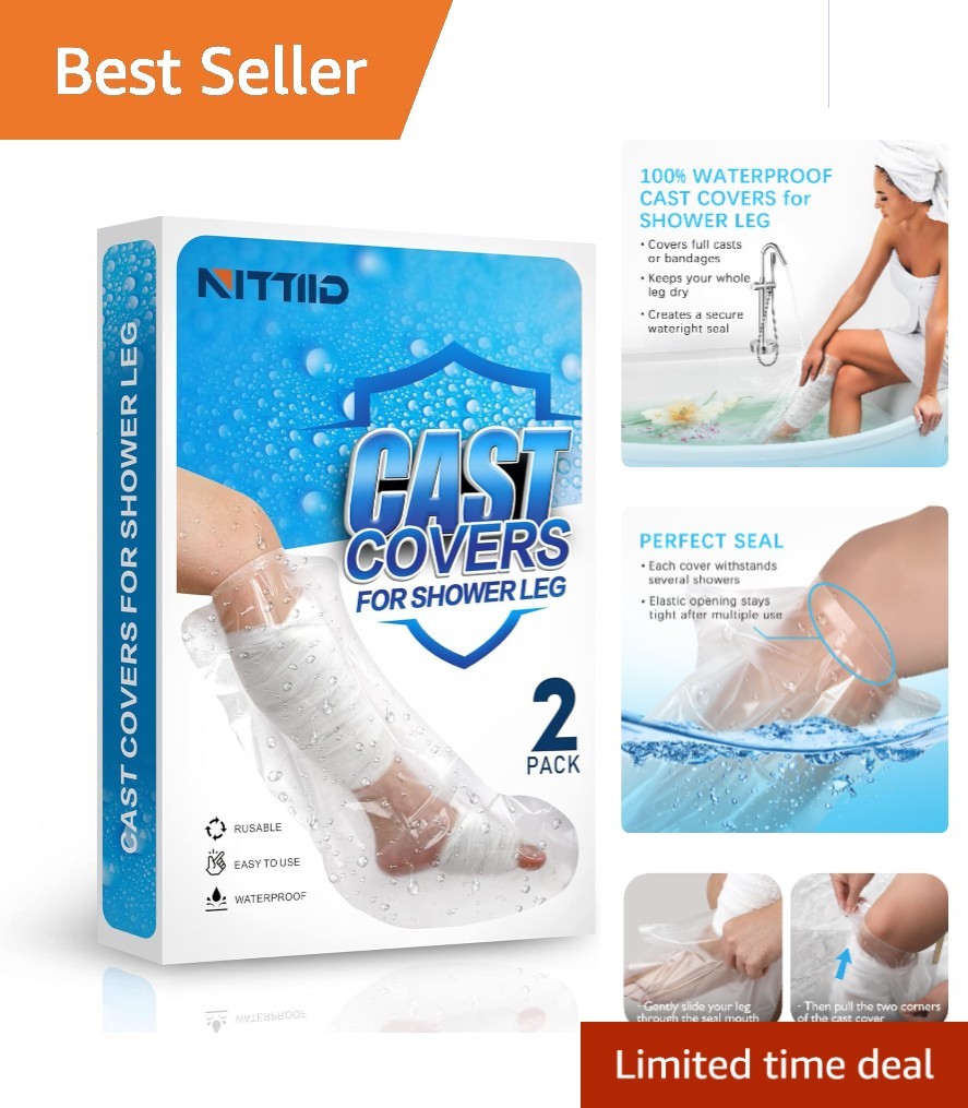 100% Waterproof Leg Cast Shower Covers – Reusable 2-Pack for Comfort & Hygiene