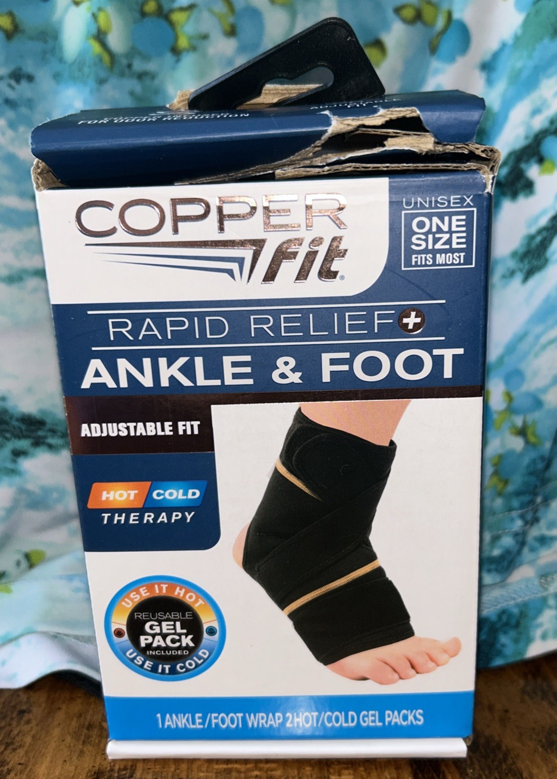 COPPER FIT ANKLE & FOOT RAPID RELIEF UNISEX -ONE SIZE ADJUSTABLE FIT HOT/COLD.