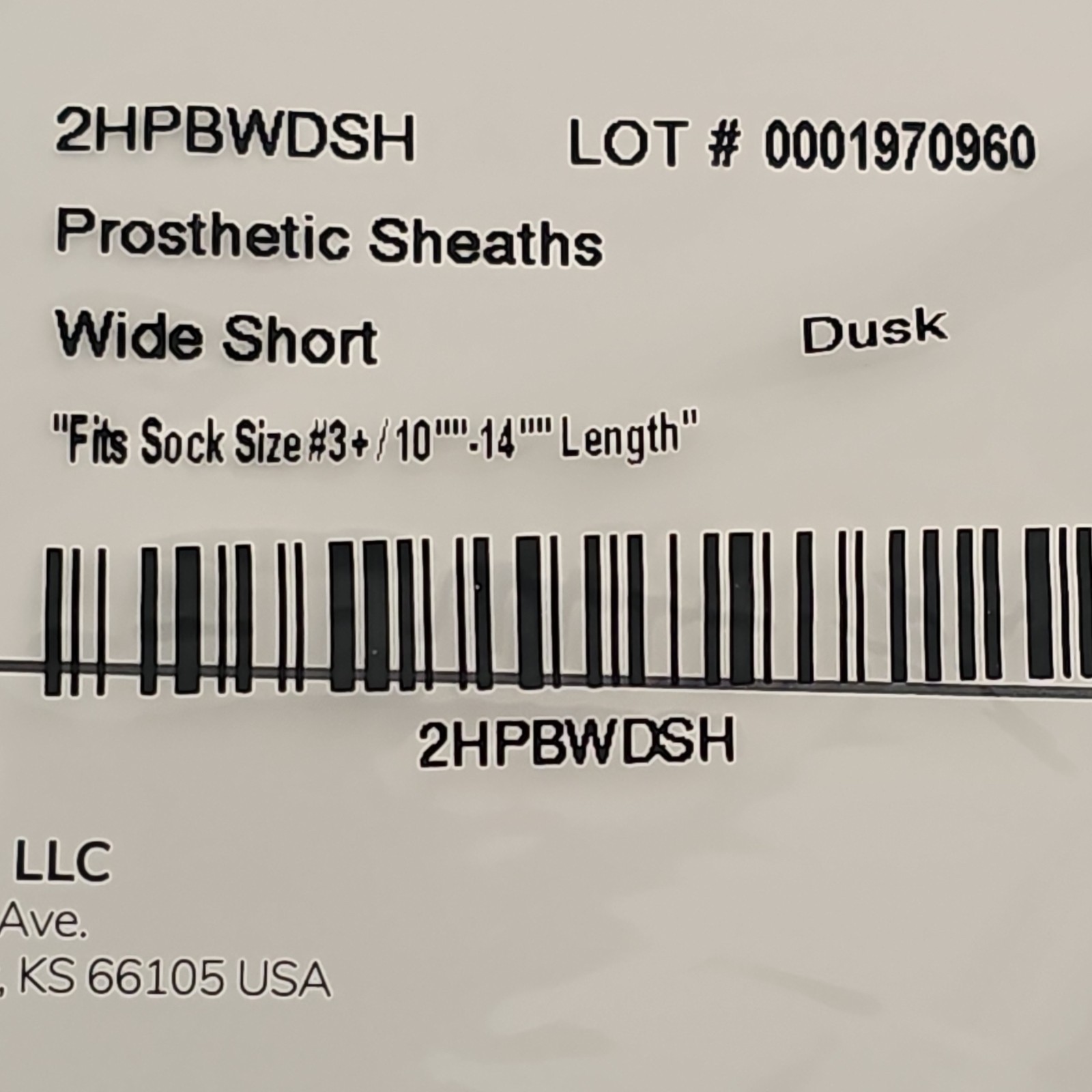 Knit-Rite Silver Prosthetic Sheath Wide Short Super Stretch New Size #3+