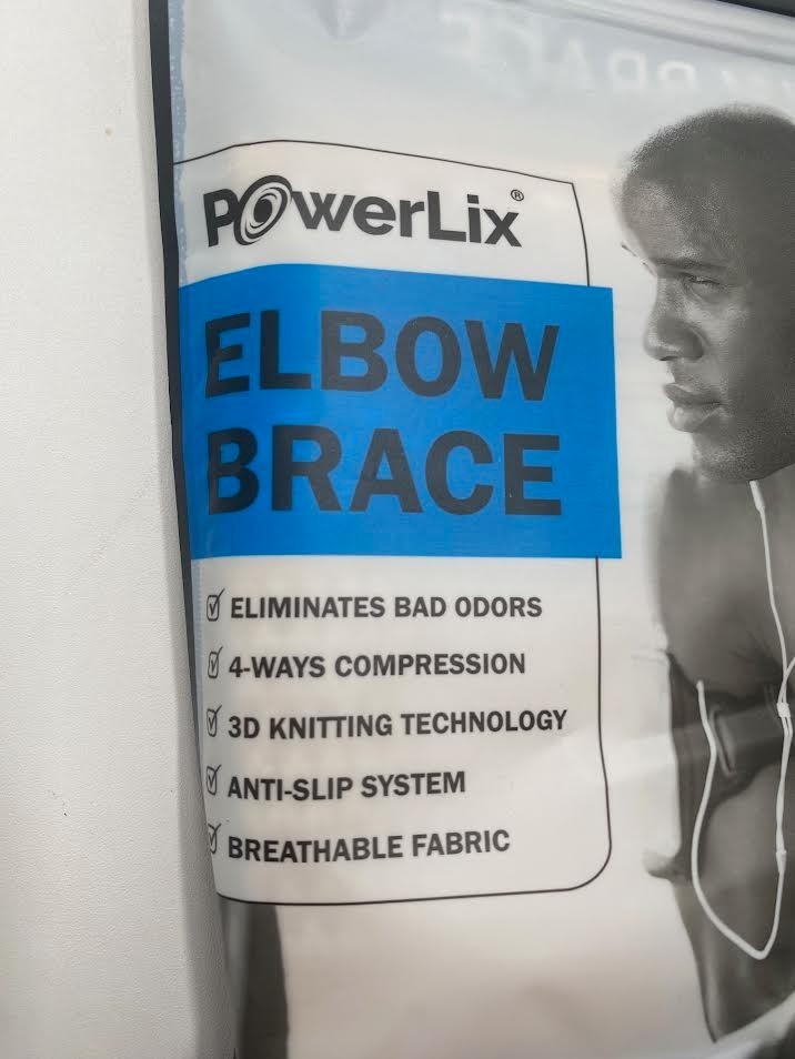 PowerLix Elbow Brace Compression Support Sleeve Pair Large Beige