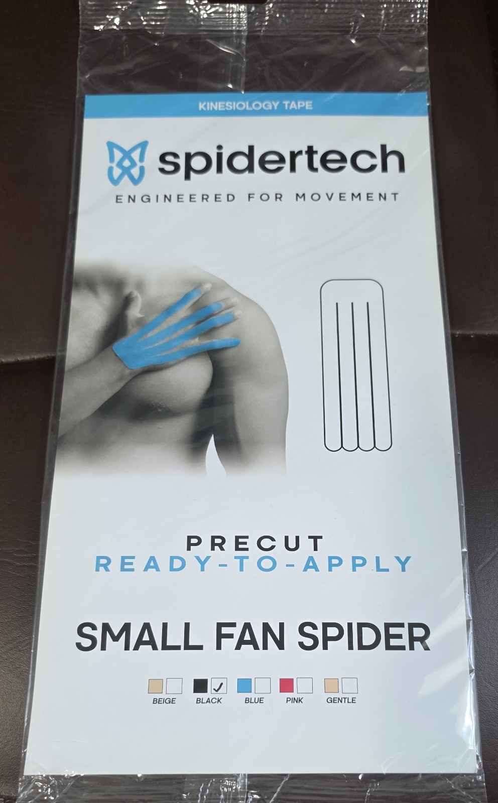 SPIDER TECH PRECUT READY TO APPLY KINESIOLGY TAPE (SMALL FAN SPIDER) BLACK