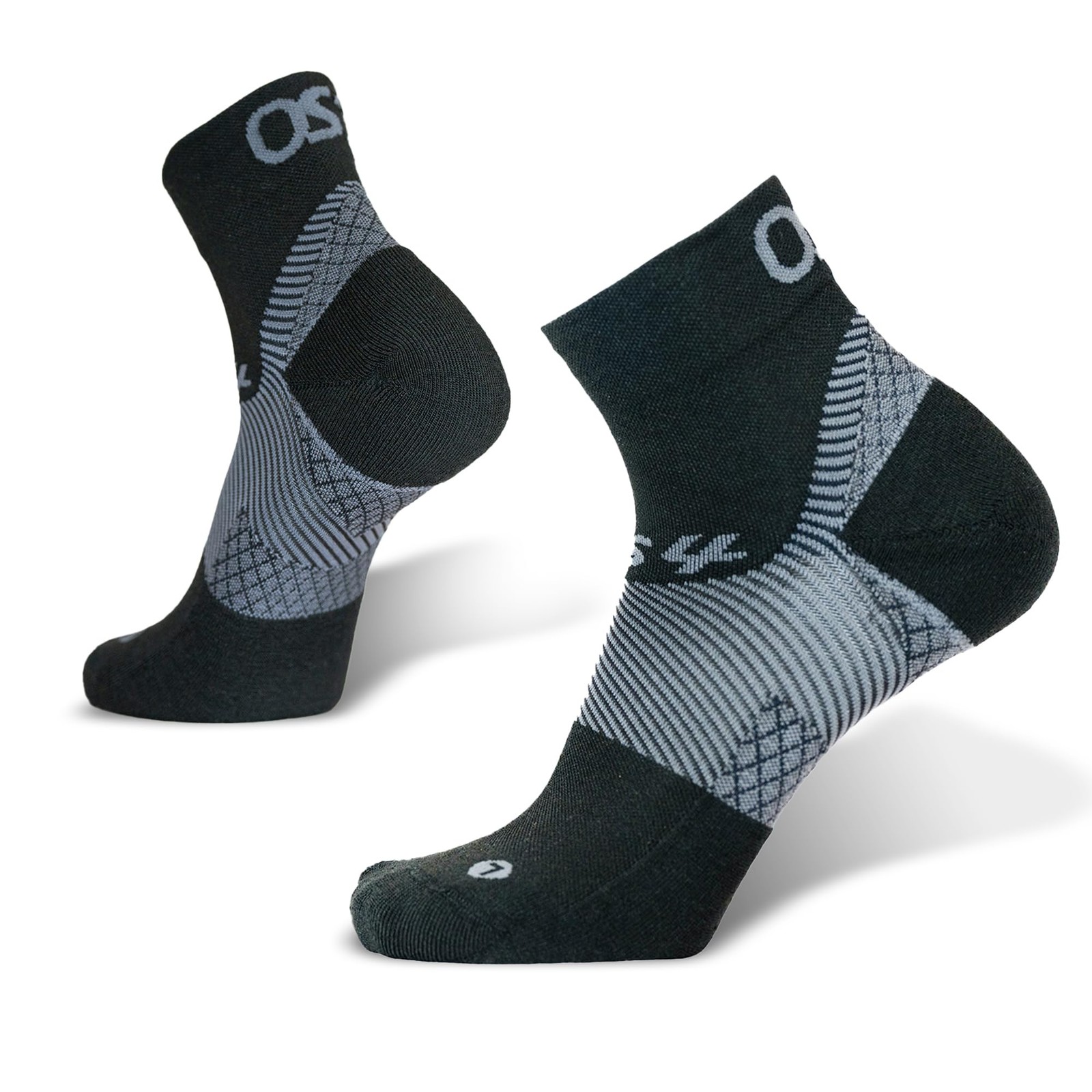 OS1st FS4 Plantar Fasciitis Socks Merino Wool Crew Medium, Black Qtr