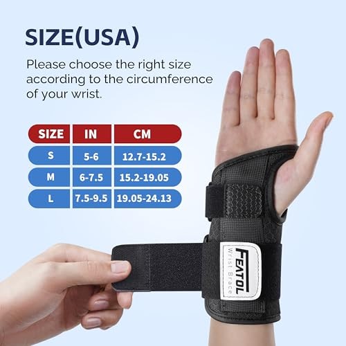 FEATOL Carpal Tunnel Wrist Brace for Pain Relief, Arthritis, Typing, Right &