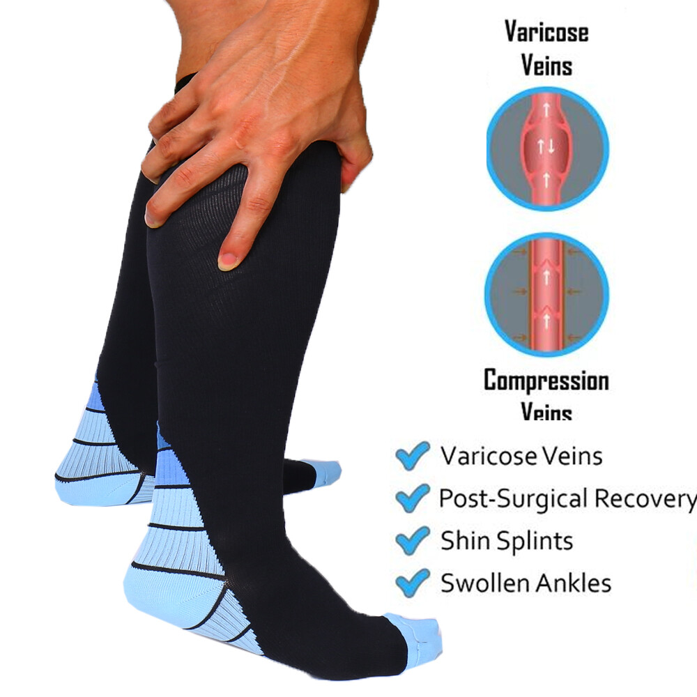 Compression Socks Stockings Knee High Womens Mens Medical 20-30 mmHG S/M-X/XL