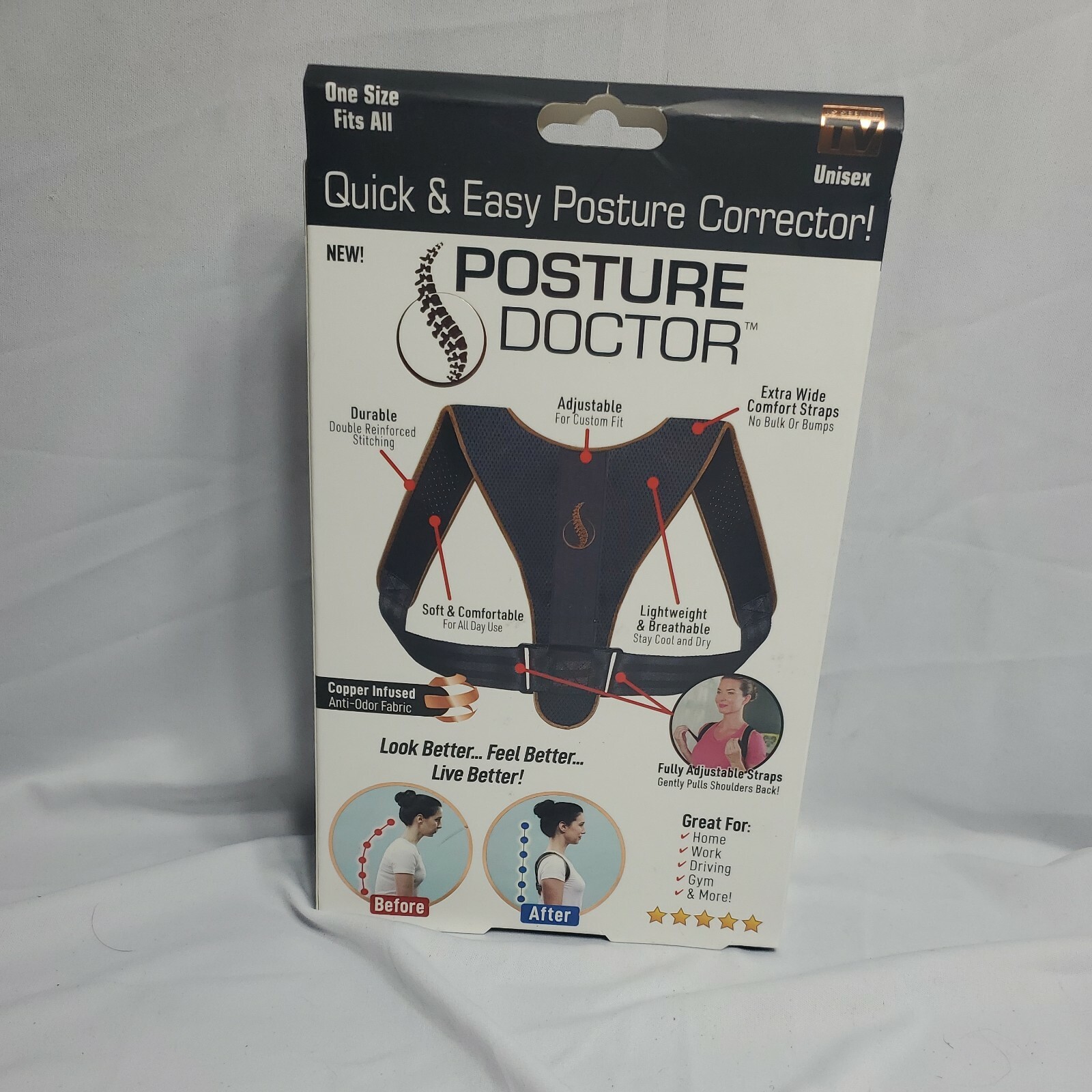 Posture Doctor quick and easy Posture Corrector one size fits Copper Infused
