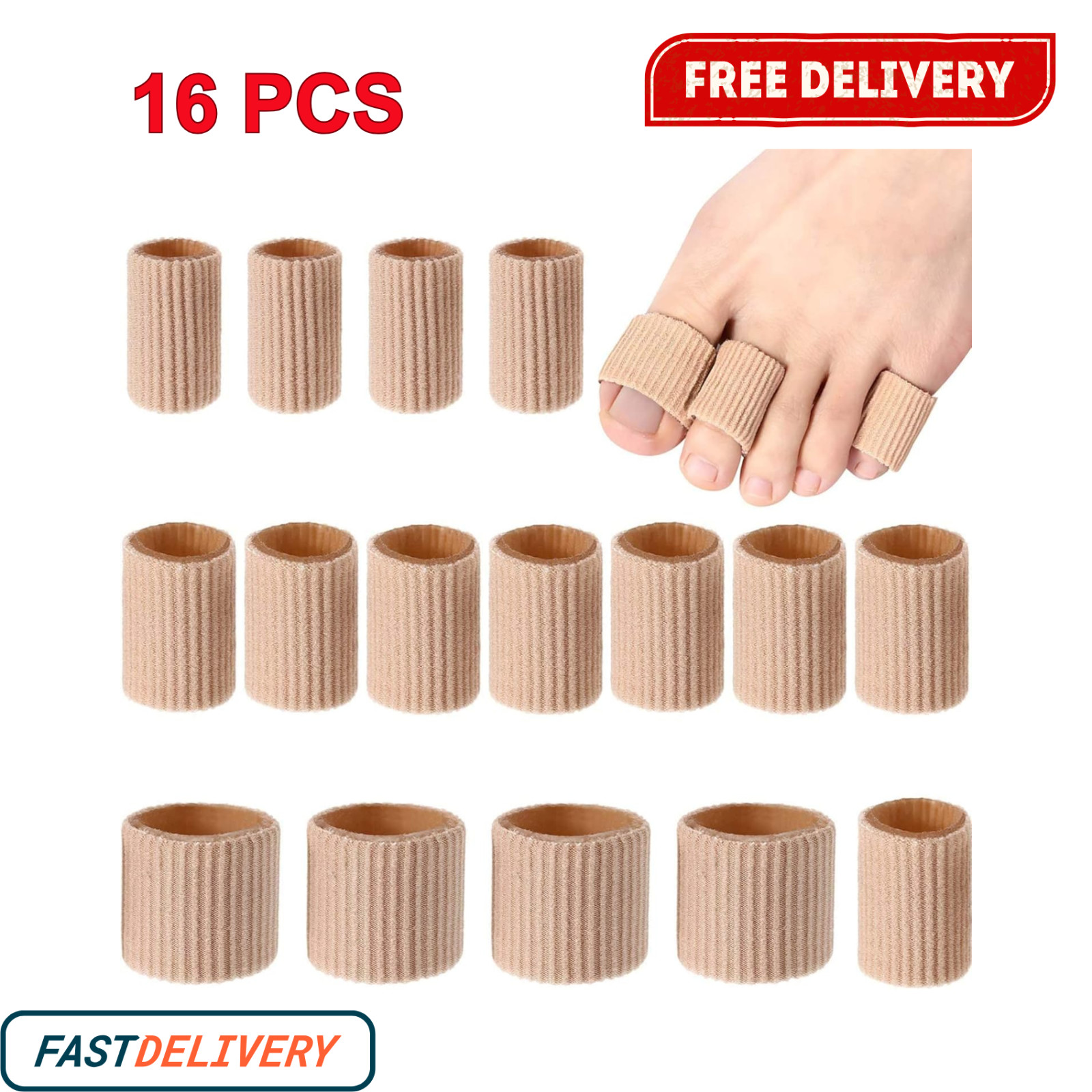 16 PCS Toe Cushion Tube Sleeves Soft Gel Corn Pad Protectors for Cushions Corns