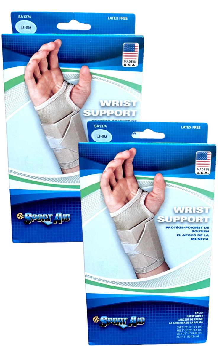 2x Sport Aid Left Hand Wrist Supports – Small Size (2-1/2″- 3″) Beige SA1374