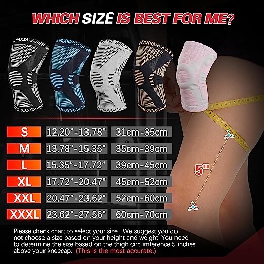 Paxba Professional Knee Brace, Knee Compression Sleeve Support for Women & Men L