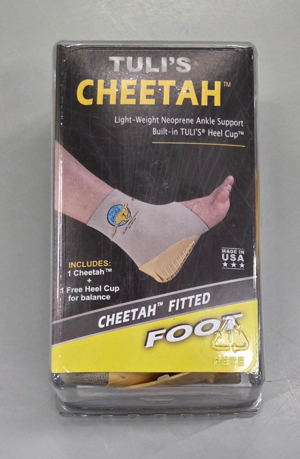 Tuli’s Cheetah Neoprene Ankle Support Brace With Heel Cup Fitted X-Large XL USA