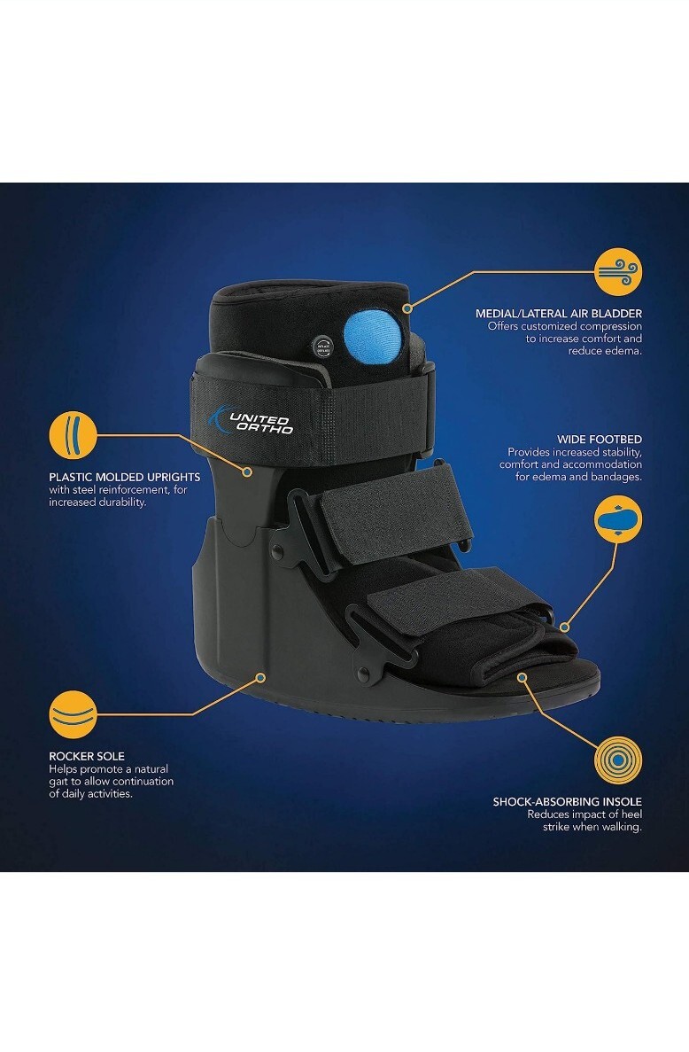 New UNITED ORTHO Air Cam Walker Brace Boot XSmall Men-4, Kids 1-1/2, W 5-1/2