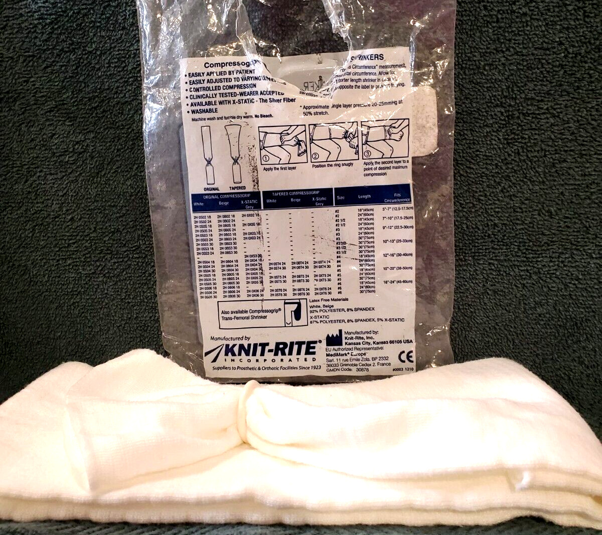 Knit Rite Compressogrip Prosthetic Elastic Shrinker Tubular WHITE NEW FREE SHIP