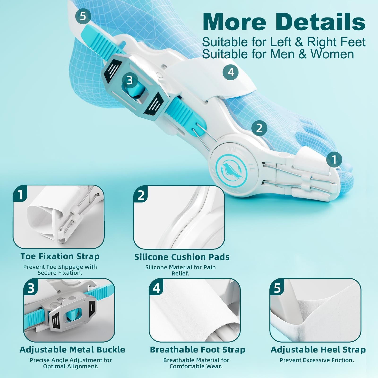 Upgraded Bunion Corrector for Men & Women, Adjustable Toe Splint for Left/Right