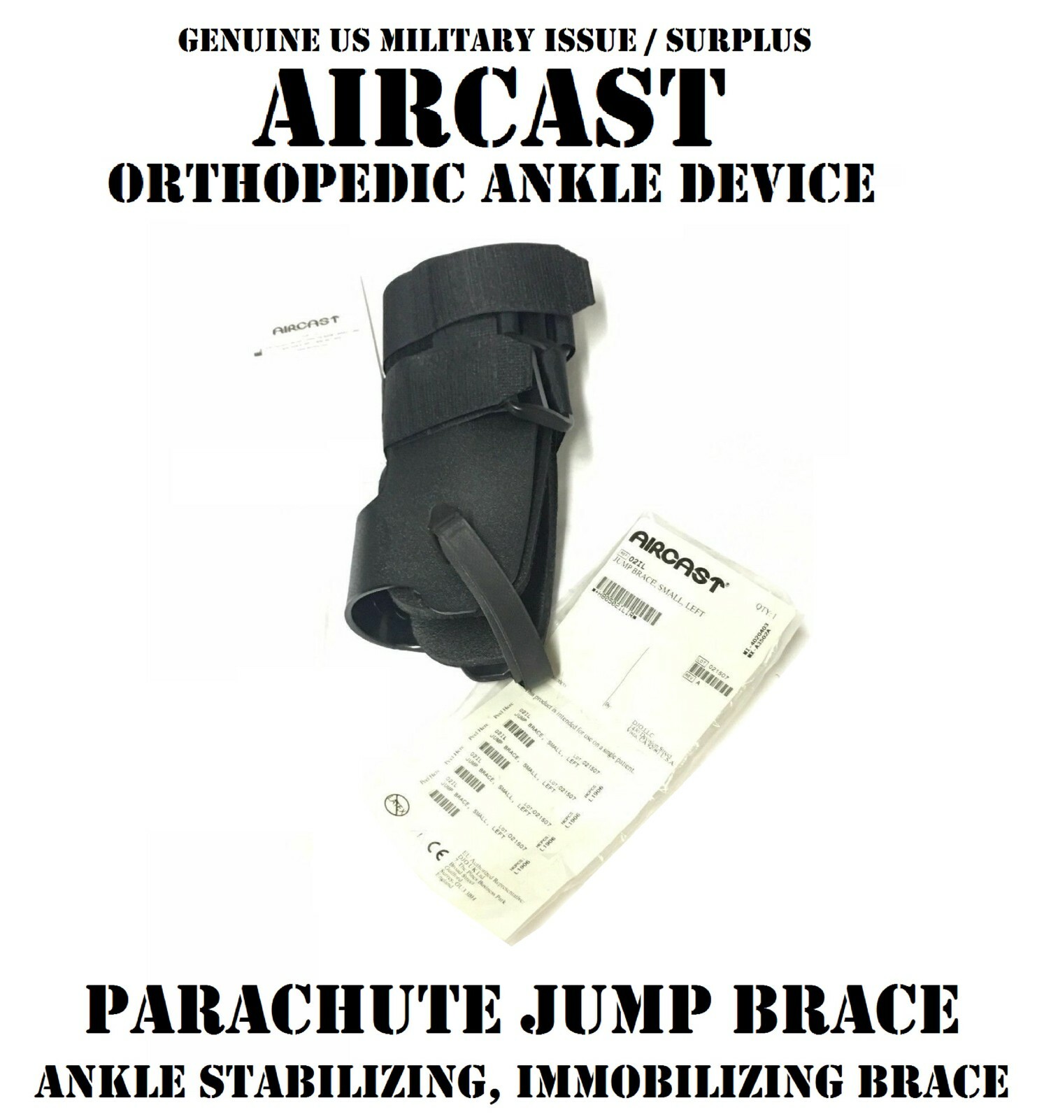 AIRCAST M RIGHT JUMP BRACE ANKLE STABILITY SUPPORT OVER BOOT PADDED RIGID WRAP