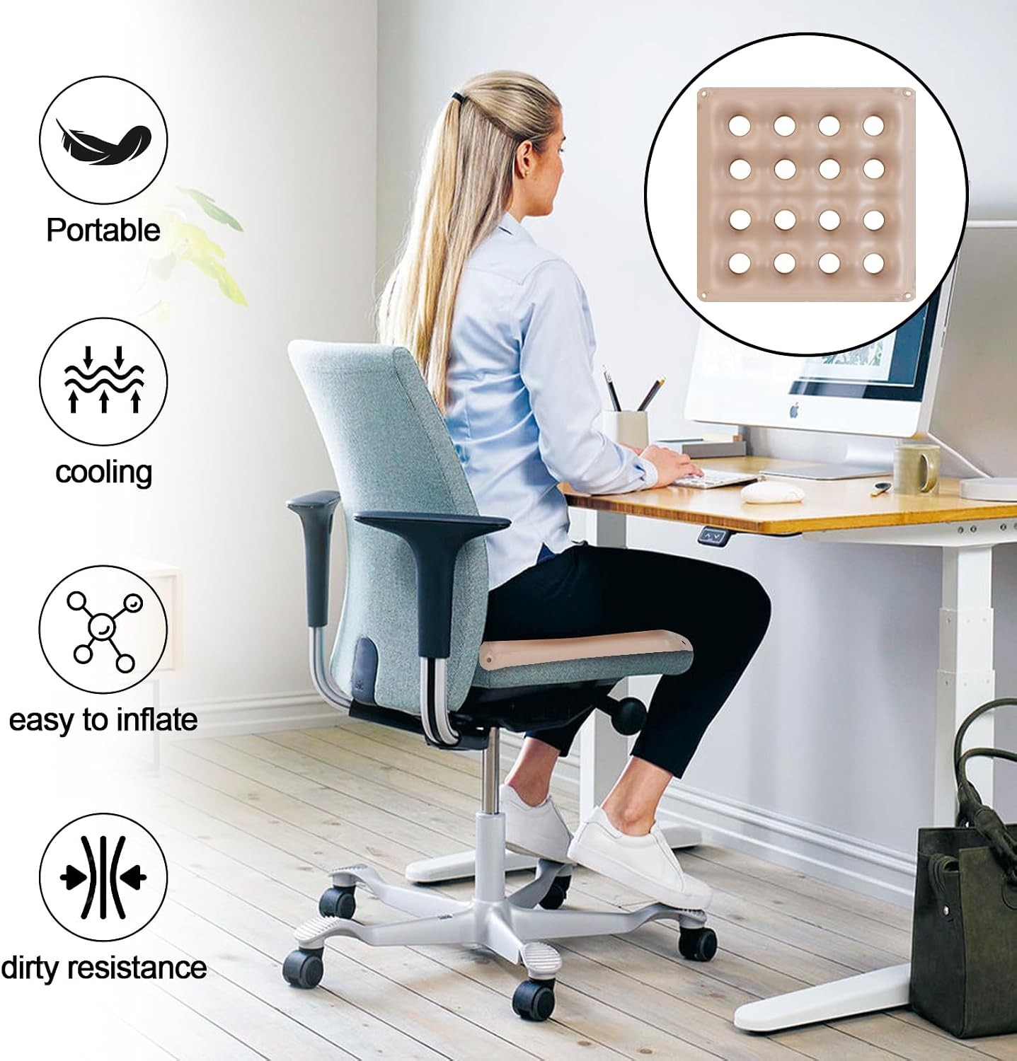 2-Pack Inflatable Seat Cushions, Pressure Relief Waffle Cushion, Ideal for Long