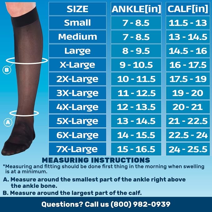 Women’s Sheer Compression Socks 1520 mmHg Knee High Black Small