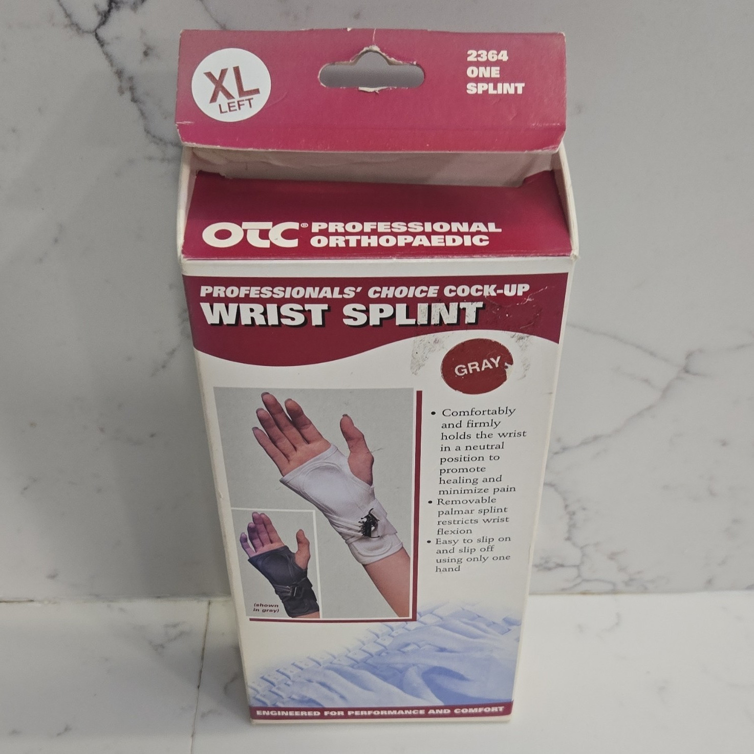 OTC Cock-Up Wrist Splint Brace Stabilization Adjustable XL Left Gray 2364