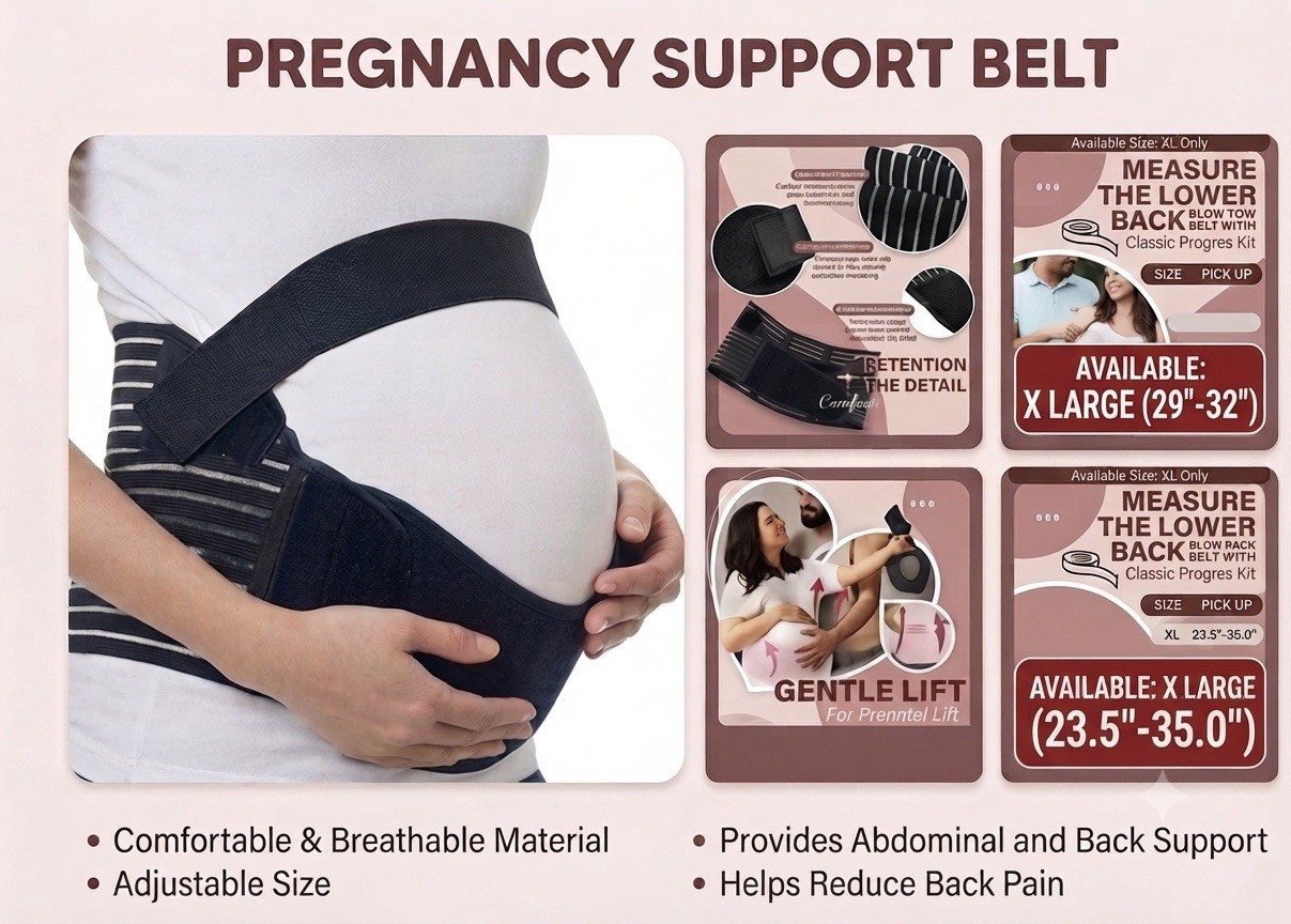 Maternity Belly Band Pregnancy Support Belt Adjustable Back Brace 1st Tri to 3
