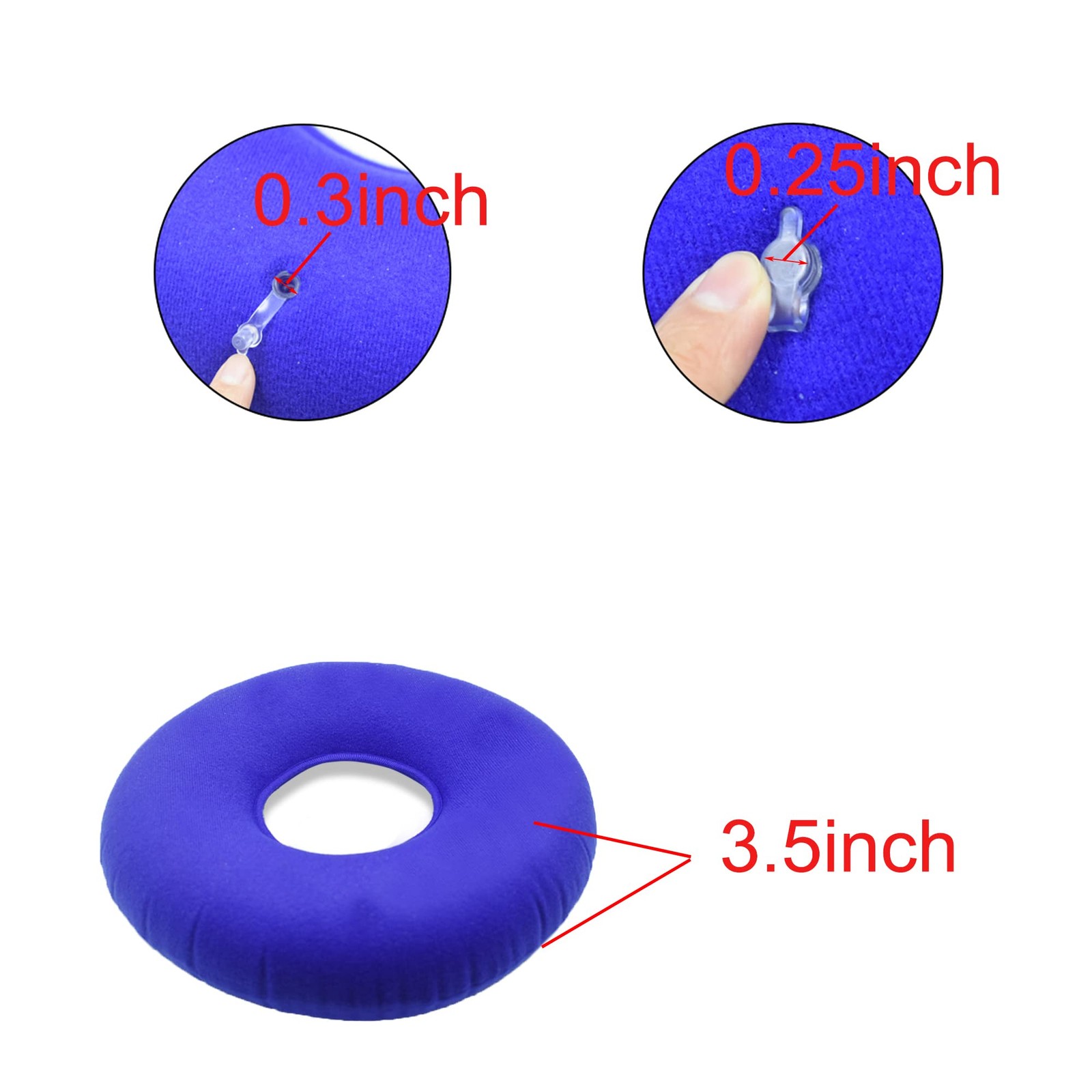 Grey Inflatable Donut Cushion with A Pump,Pillow Flocked Fabric Air Pillow for