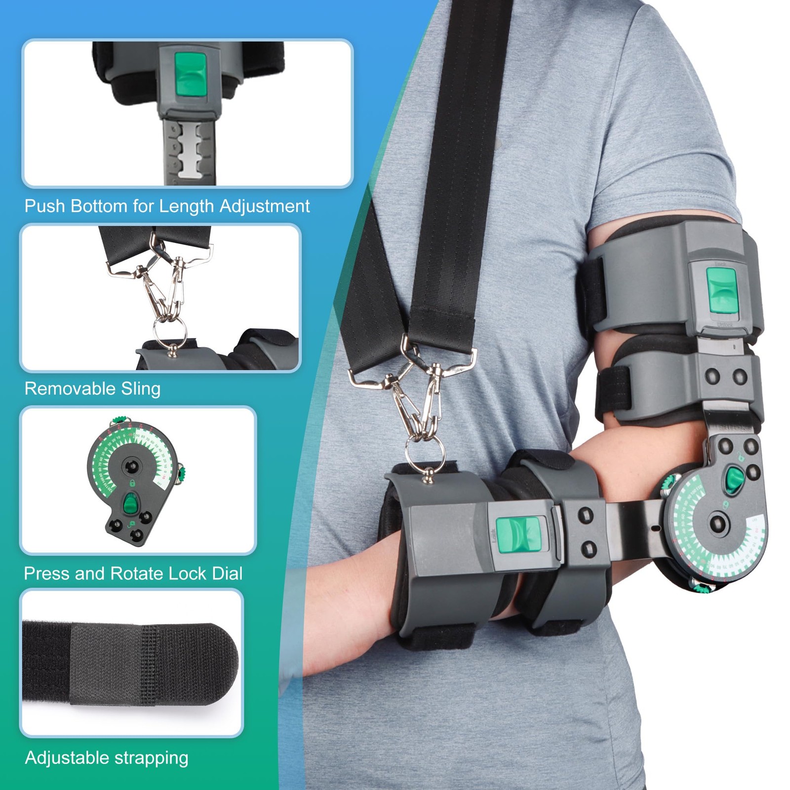 Adjustable Hinged Elbow Brace ROM Arm Braces Post OP Stabilizer Support After…