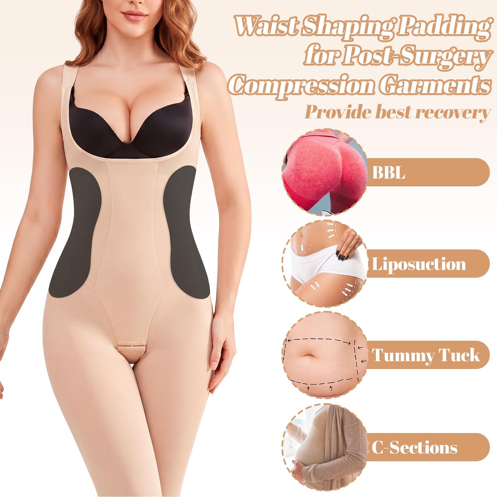 4 Pack Abdominal Side Compression Board Post Surgery Lipo Foams Boards for Wa…