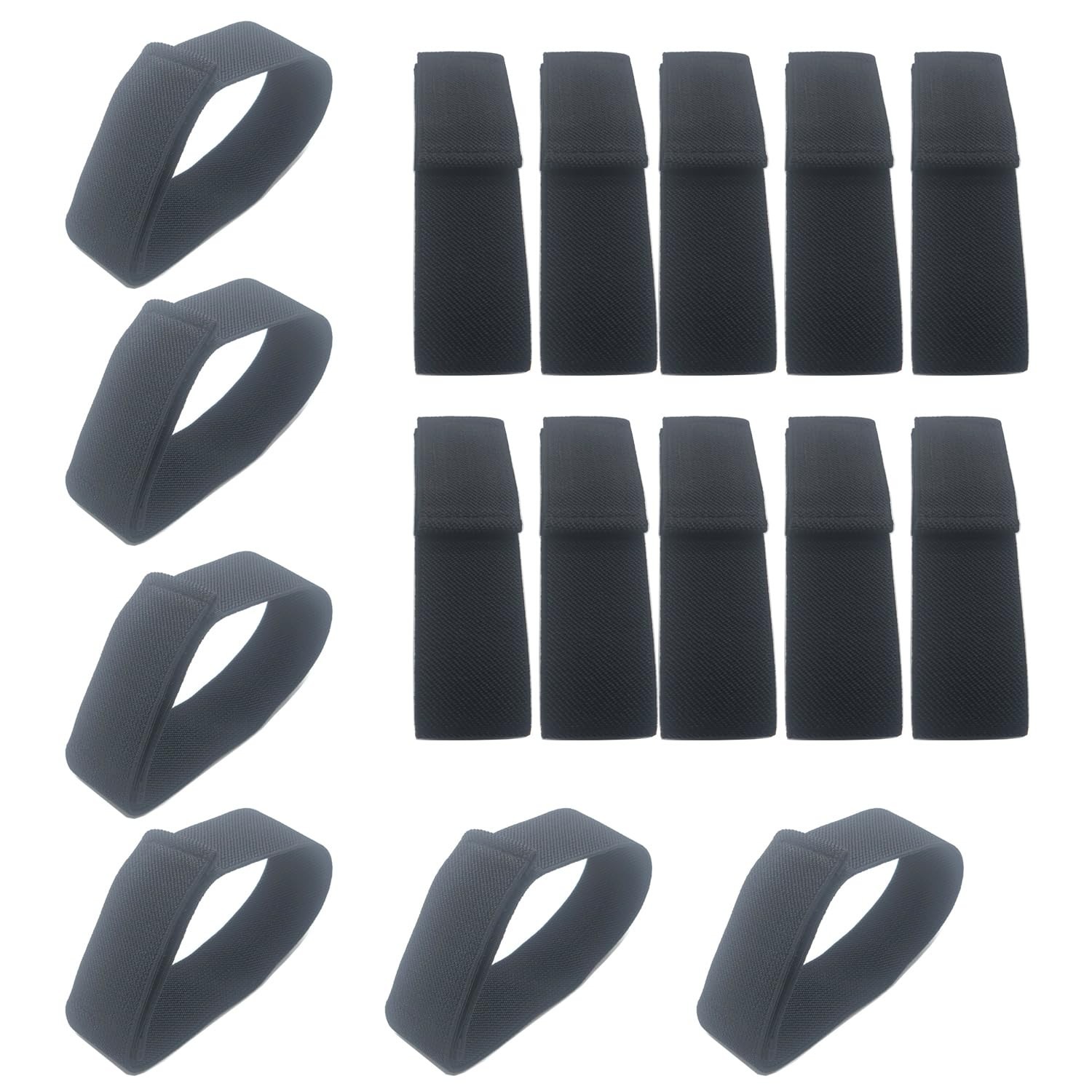 16 Pcs Adjustable Black Boot Blousers, Elastic Blousing Bands for Hunting, Fishi