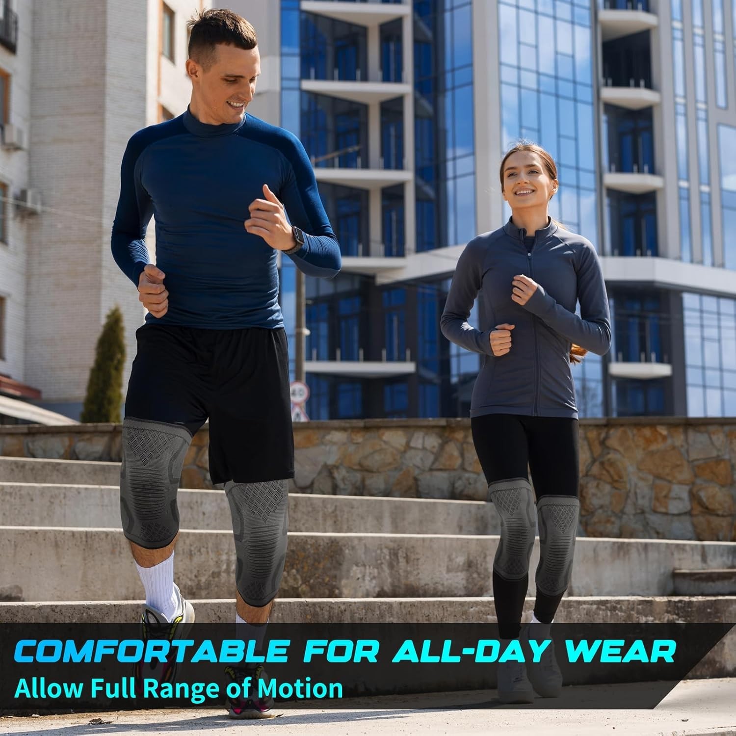 2 Pack Compression Knee Braces for Pain Relief, Support Sleeve for Sports