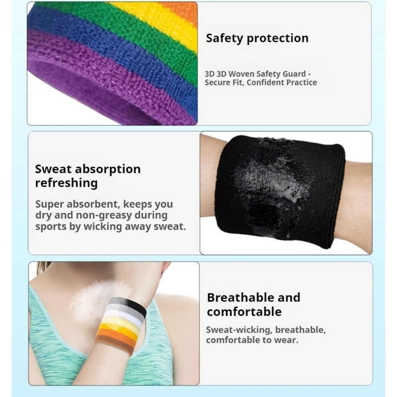 Moisture Control Exercise Wristbands Stylish Color Gym Running Equipment