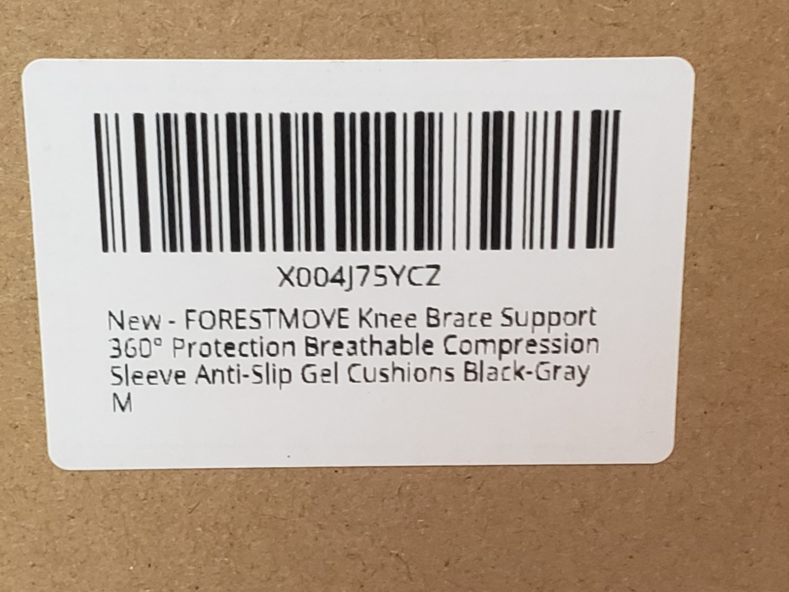 Forestmove Knee Brace 360°Support Protection Anti-Slip Gel Cushions,Black Grey,M