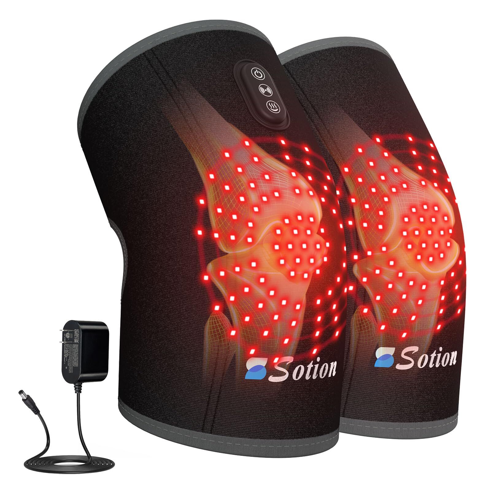 Heated Vibration Knee Brace with Red Light Therapy for Pain Relief Recovery