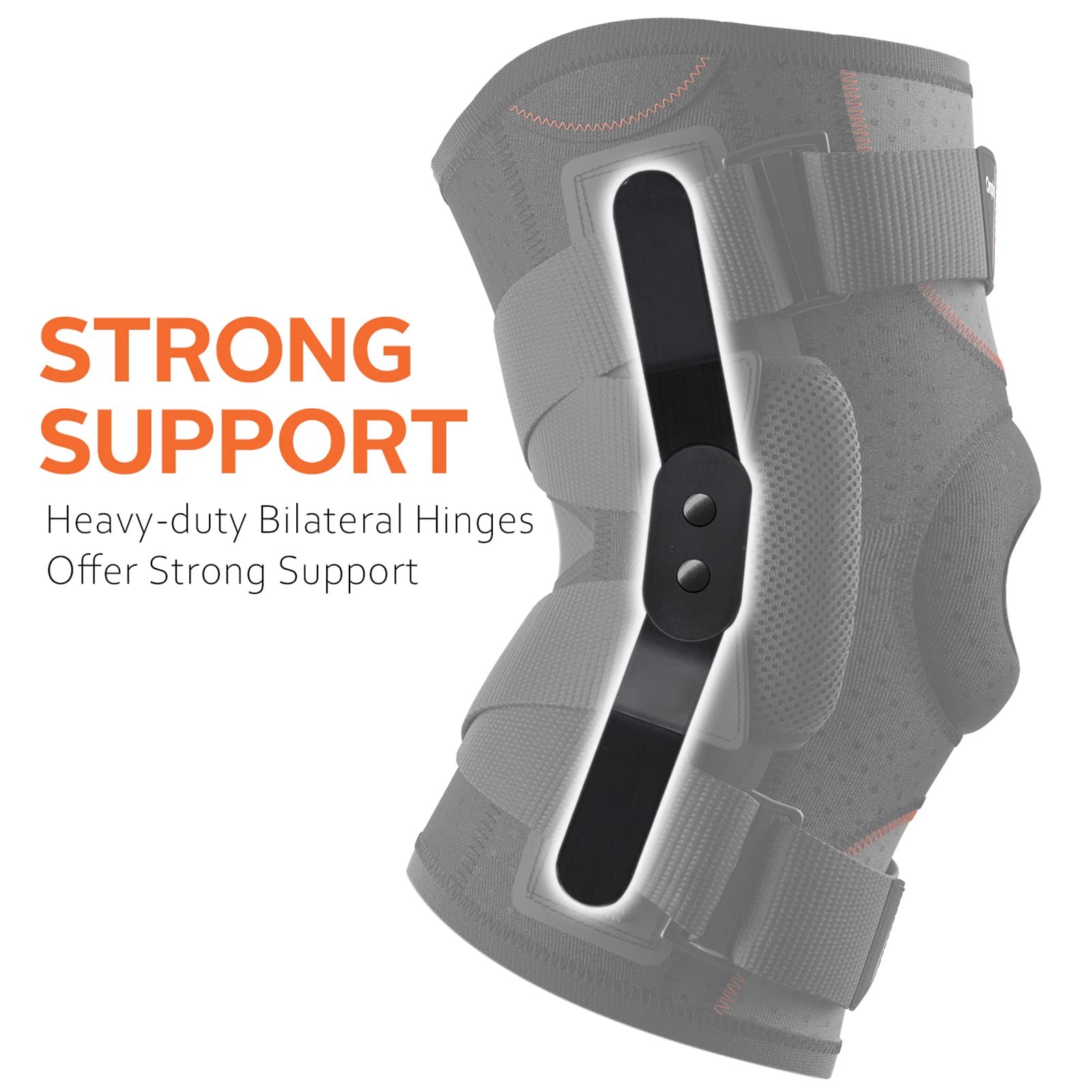 Hinged Knee Brace Meniscus Tear Support Side Stabilizers Black XLarge