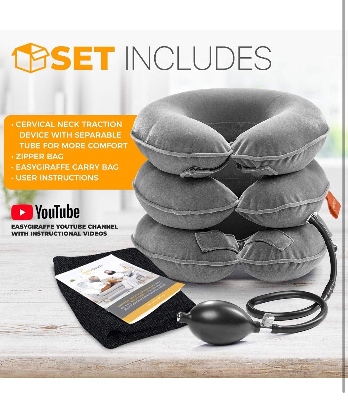 Cervical Neck Traction Device Collar Brace Support Pain Relief Stretcher Therapy