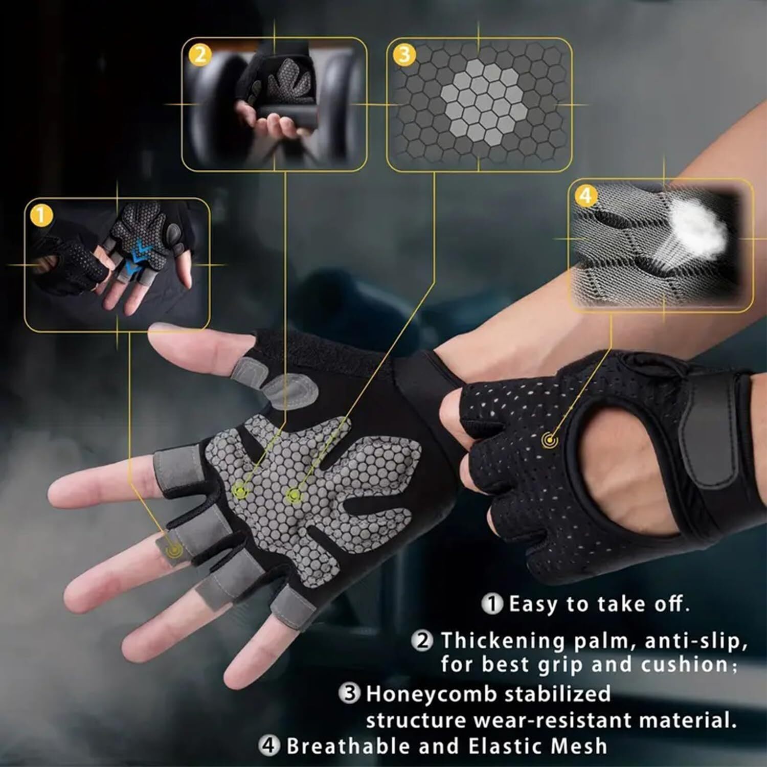 Gym Fitness Gloves Men Women Weight Lifting Bodybuilding Training Workout Gloves
