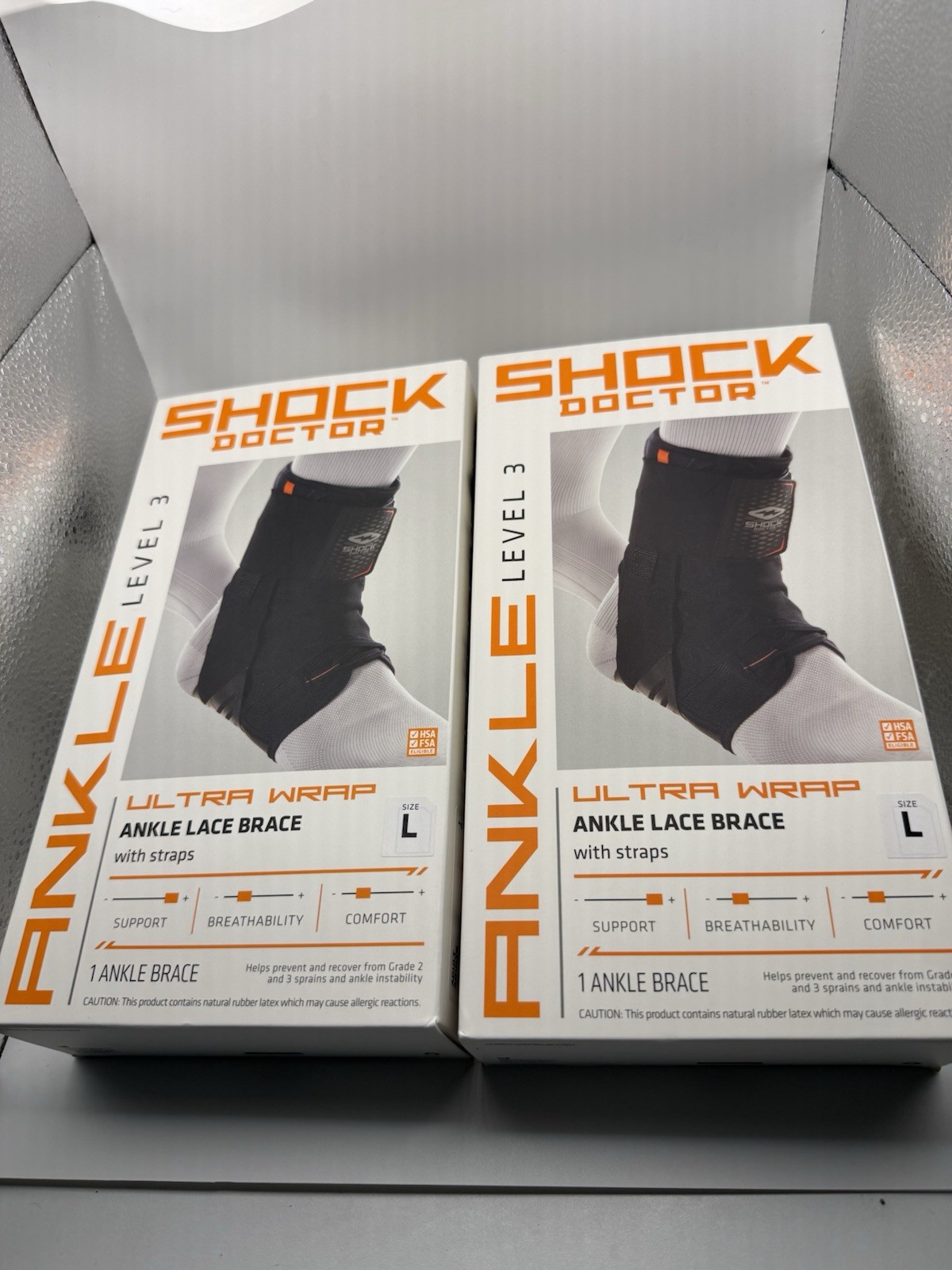 Lot of 2 Shock Doctor Level 3 Ultra Wrap Ankle Lace Brace Size L NEW Sealed
