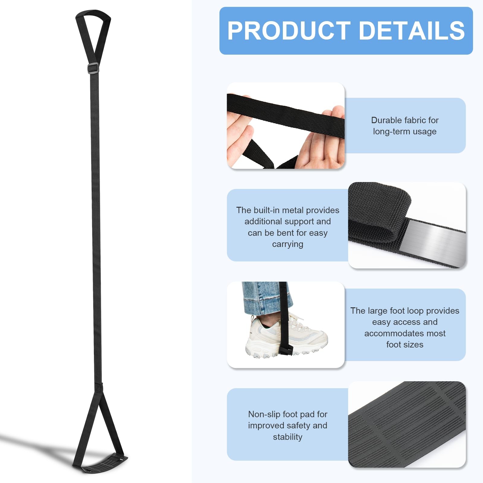 Rigid Leg Lifter for After Knee Surgery, Extra Long Leg Lifters for Elderly, Adj