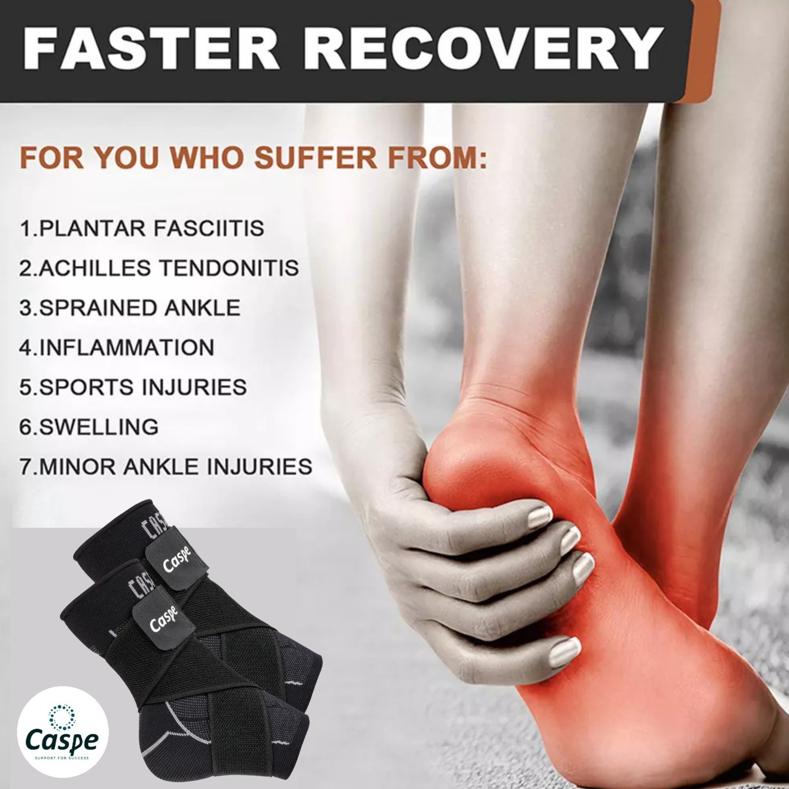 Ankle Brace Support Compression Sleeve Plantar Fasciitis Pain Relief Foot Wrap