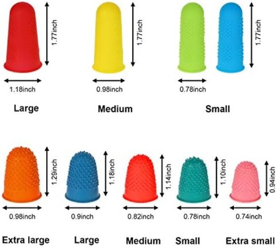 Colorful Finger Tip Covers Assorted Sizes for Crafting and Office Tasks
