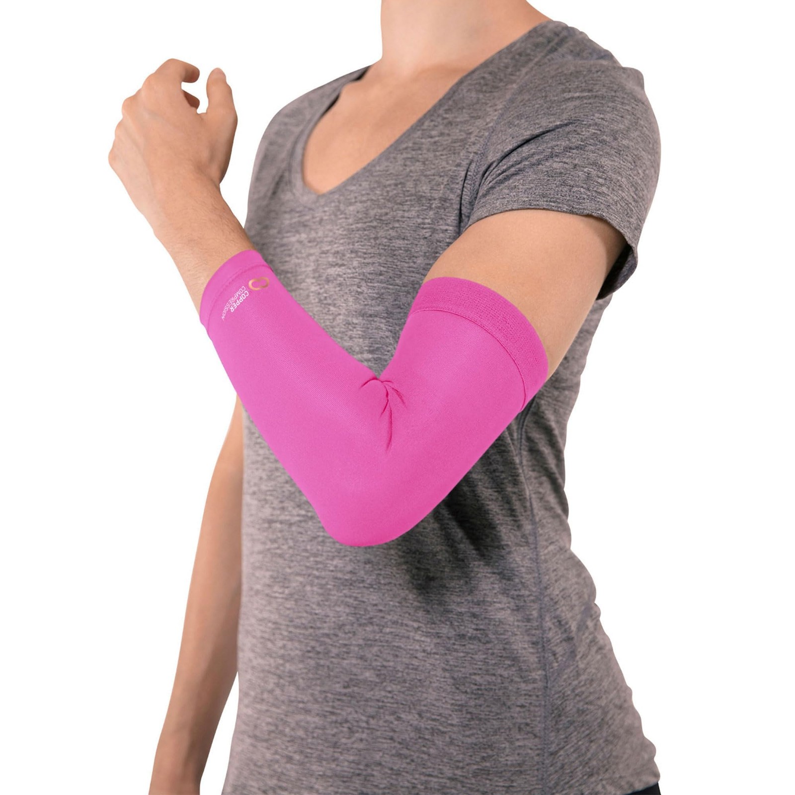 1 PCS Copper Infused Elbow Sleeve Compression Orthopedic Brace Pink Size M