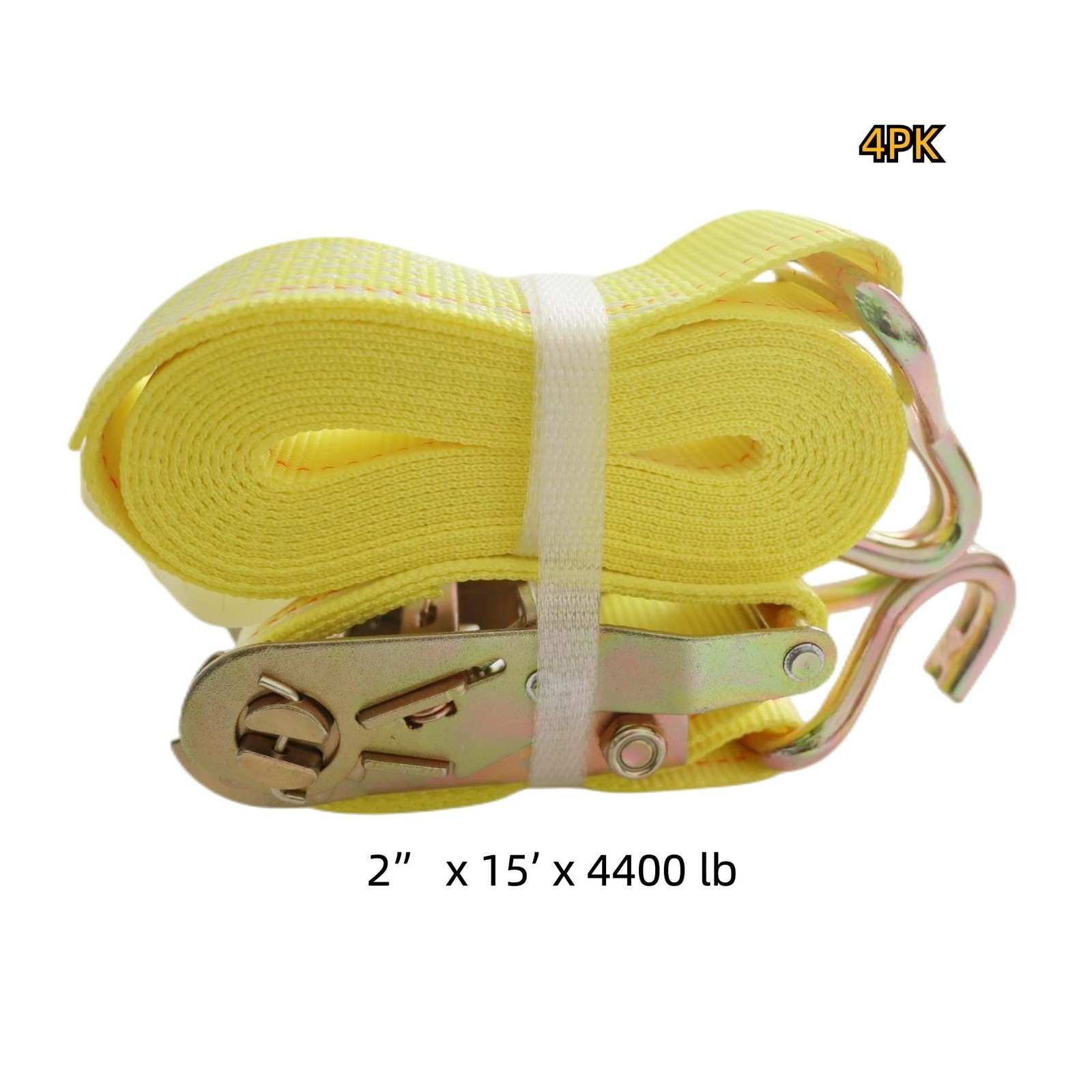 Ratchet Straps Tie Down Straps Heavy Duty (4PK) 2″ x 15′ x 4400 lbs J Hook Ca…
