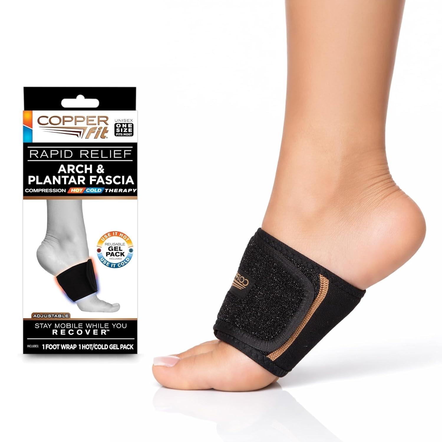 One Size Fits Most Plantar Fascia Wrap with Hot/Cold Pack – Ultimate Comfort
