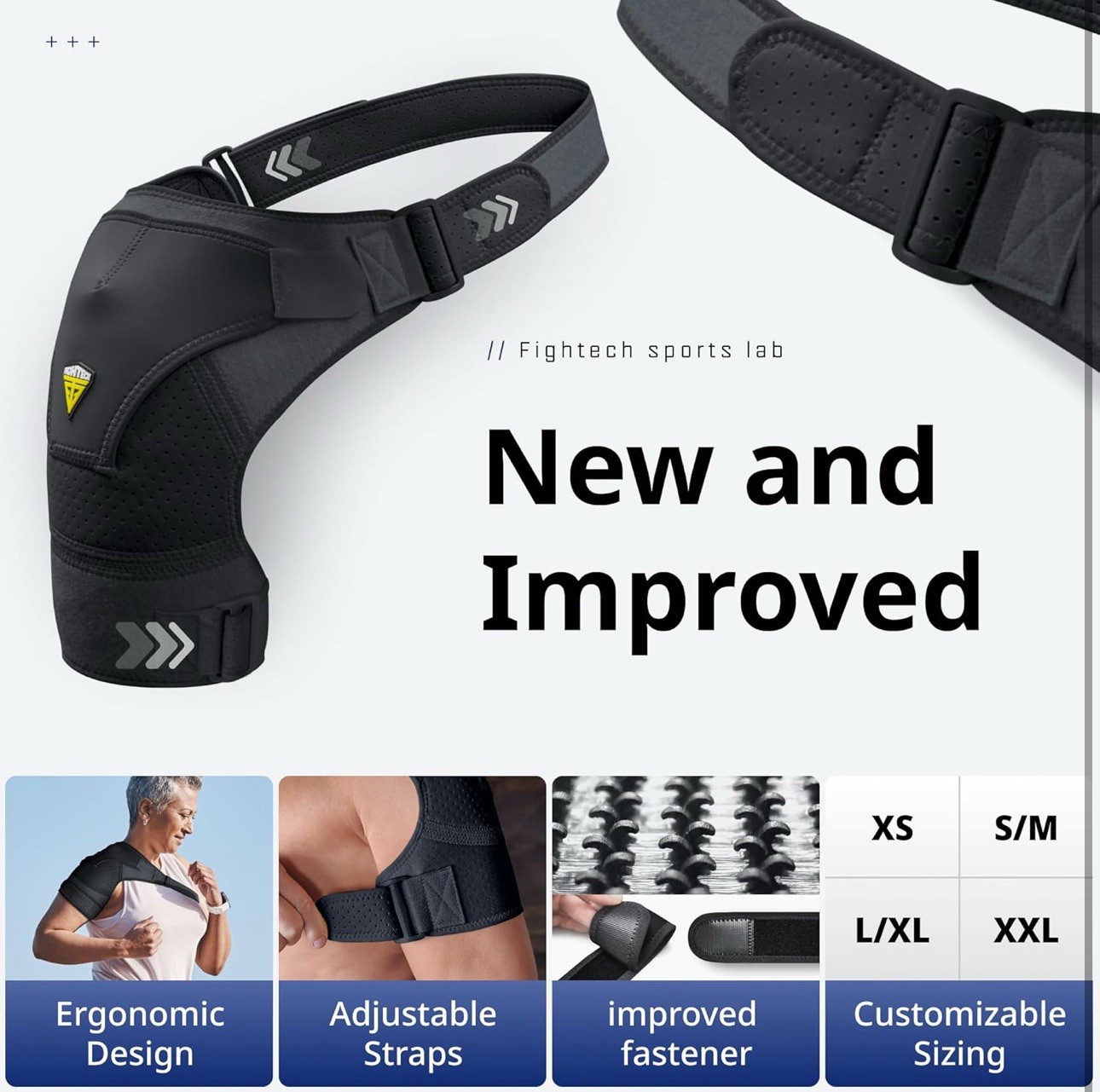 FIGHTECH Shoulder Brace Torn Rotator Cuff Support Pain Relief Black L/XL New