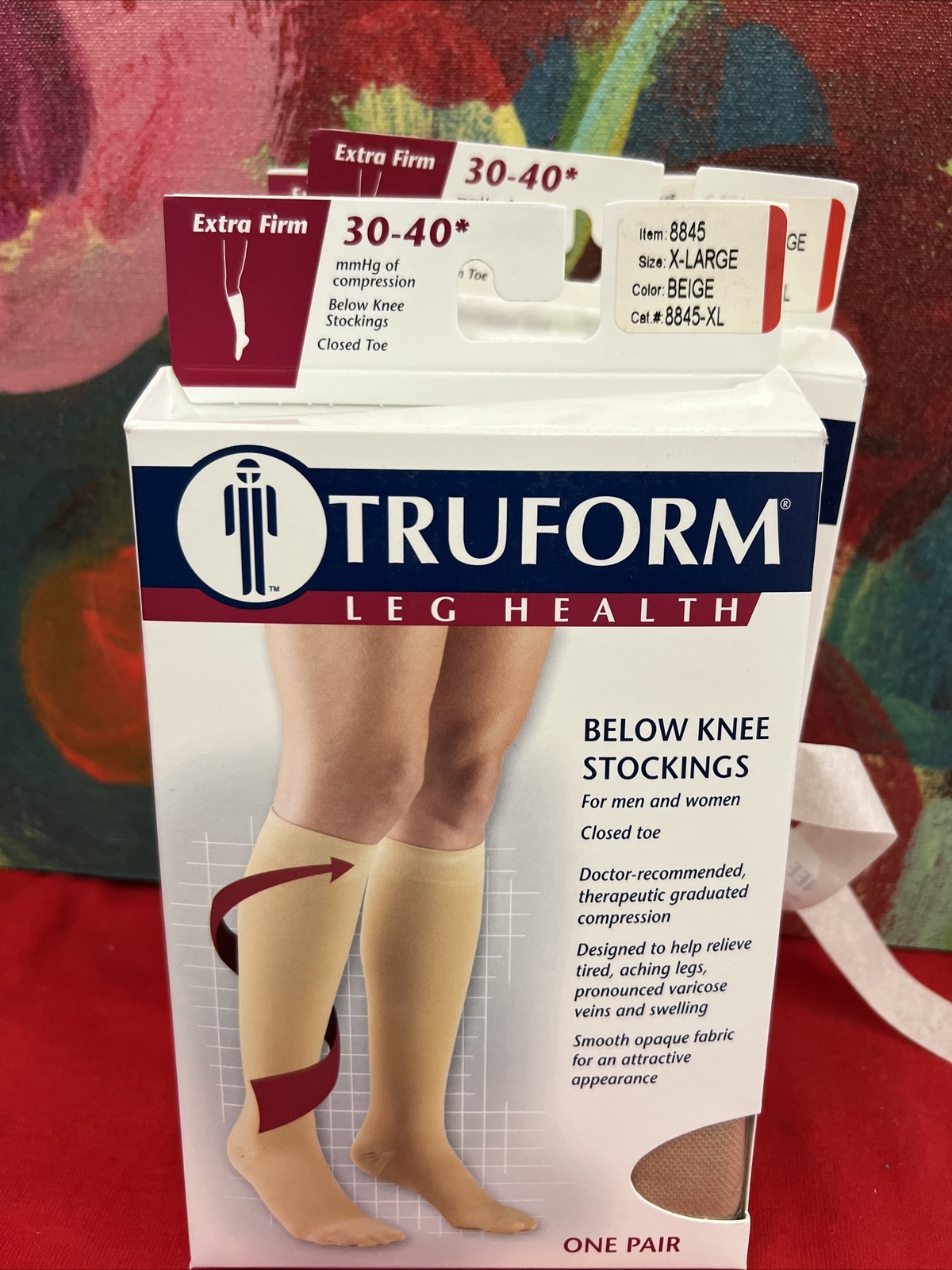 TRUFORM Lot Of 3 Pr Below Knee OT 30-40 mmHg Beige XL New In Box