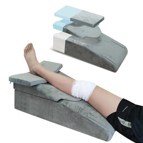 Knee Elevation Pillow for Surgery Recovery, Adjustable Memory Foam Cushion for P