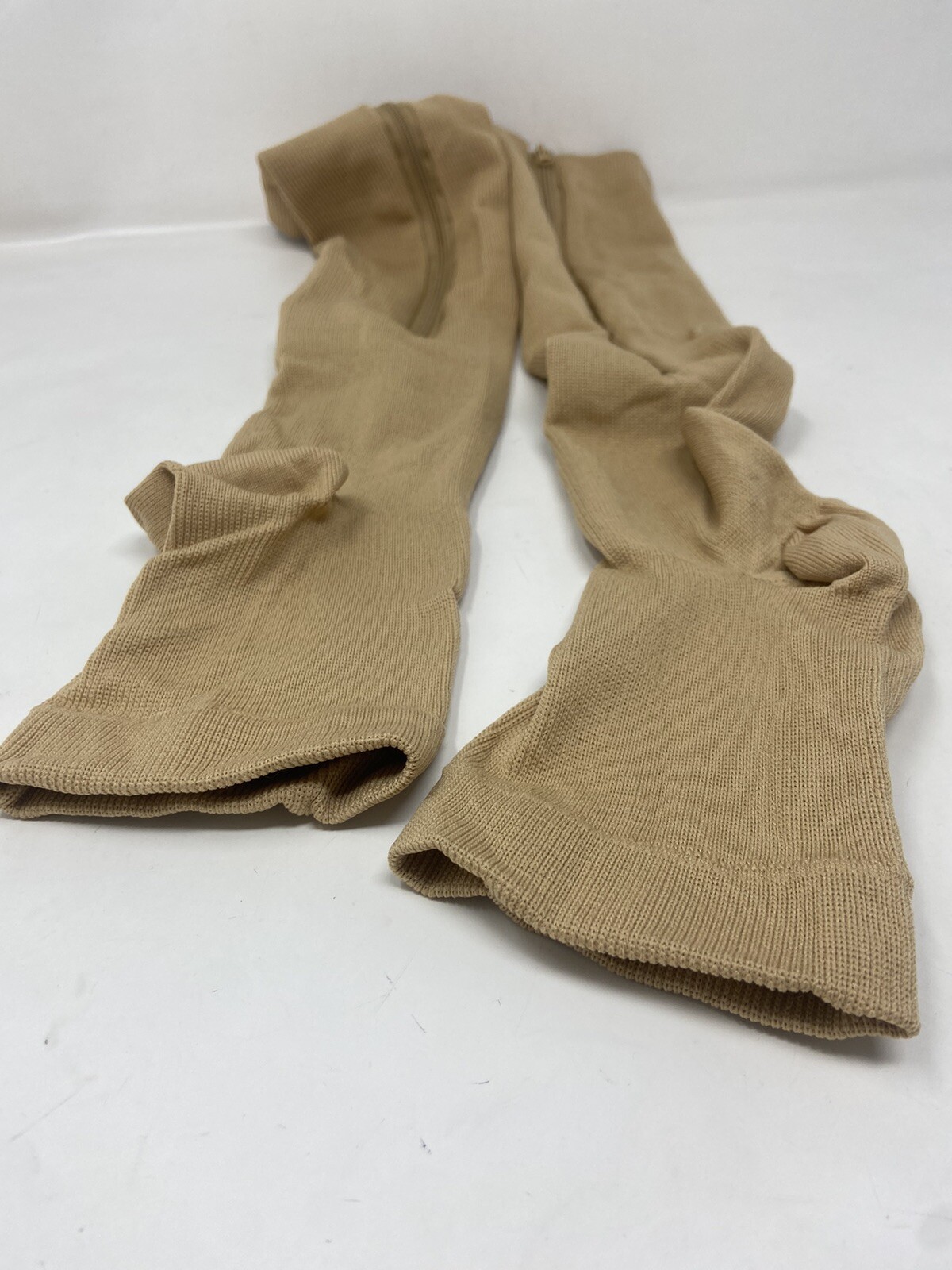 Zip Up Compression Socks Support Hose Unisex Edema Diabetic Lot Of 10 L/XL Beige