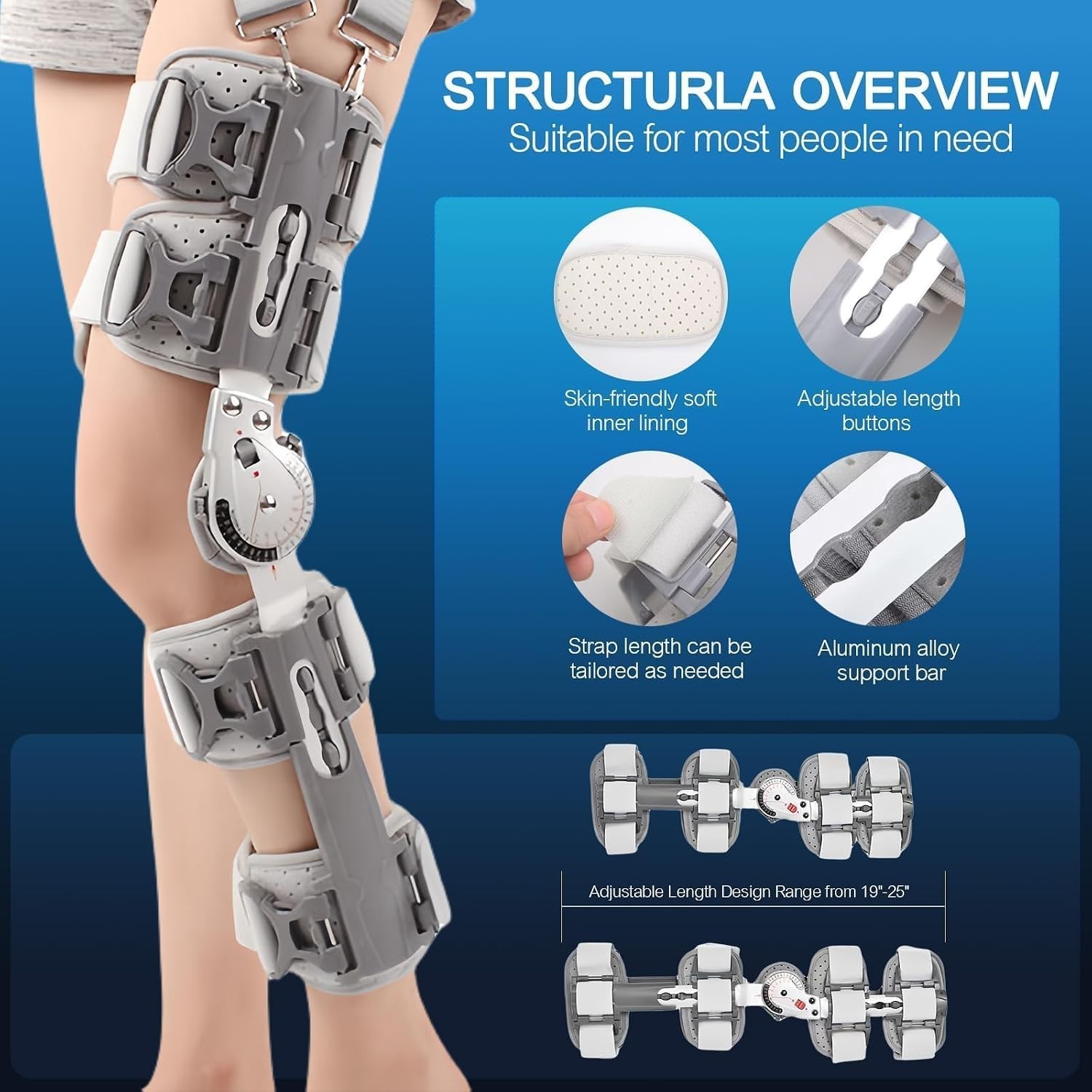 Youth Hinged ROM Knee Brace Post Op Immobilizer ACL MCL PCL Adjustable Support