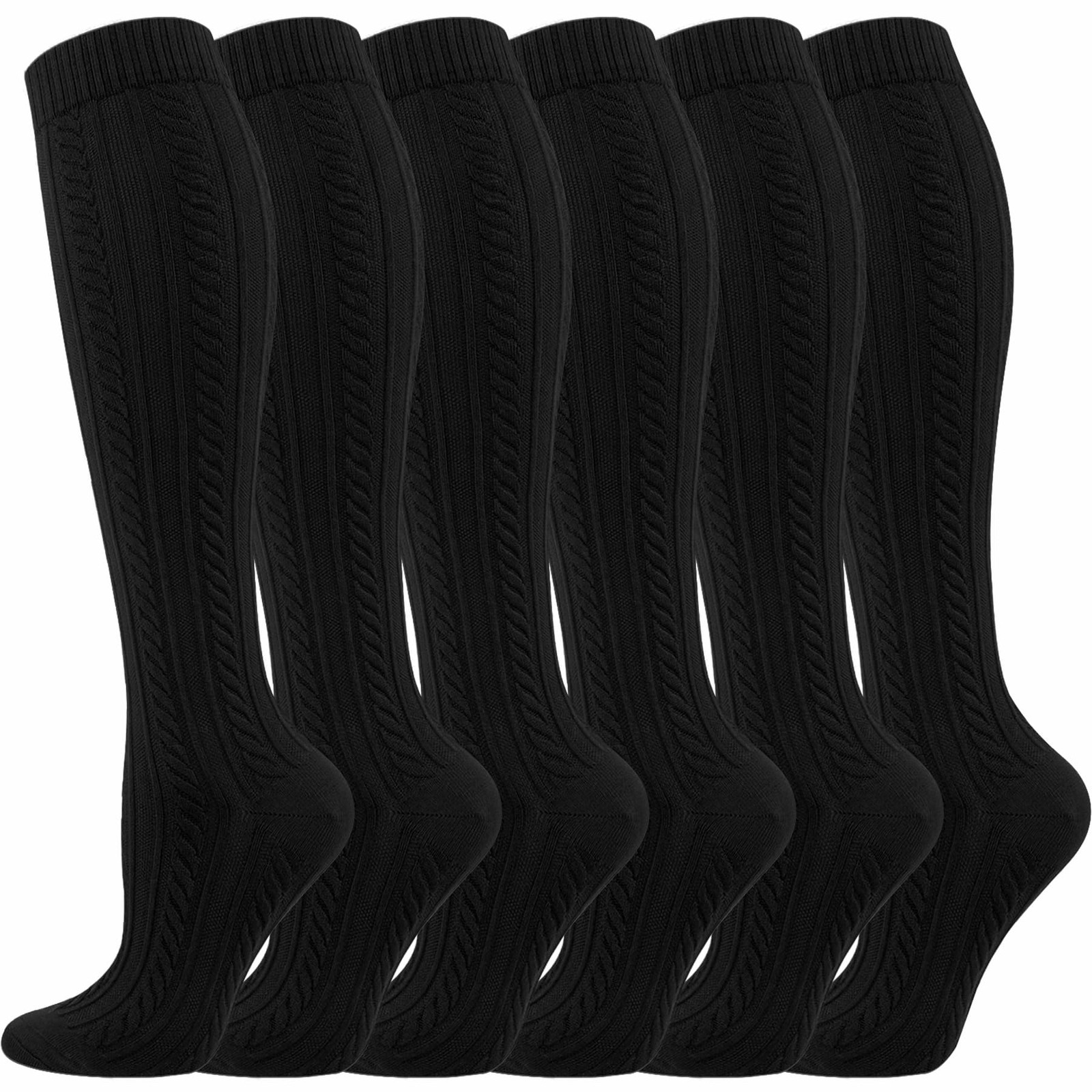 6 Pairs Black Compression Socks for Women & Men – Small-Medium, Multi3
