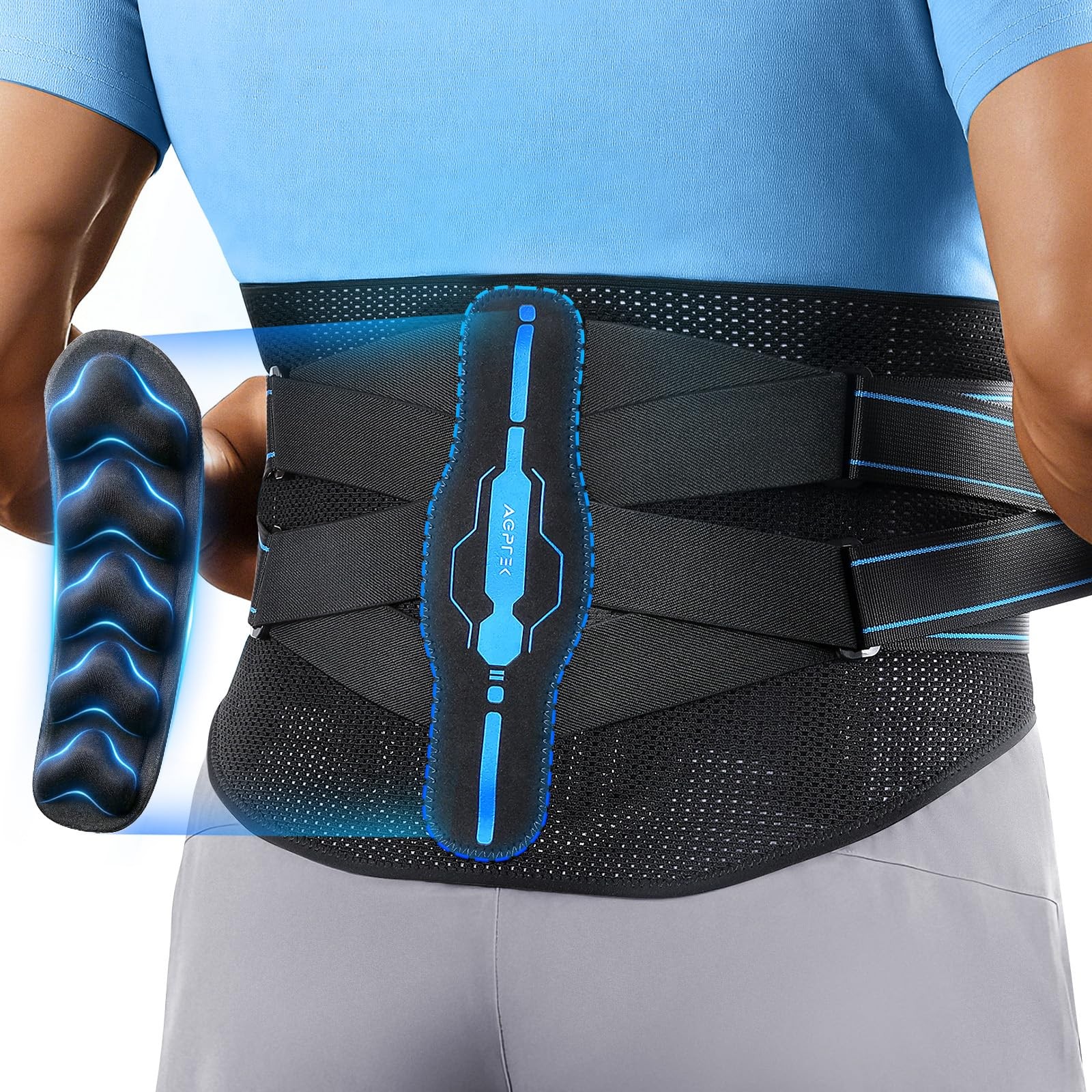 AGPTEK Back Brace for Lower Pain, Breathable Air Mesh Support X-Large