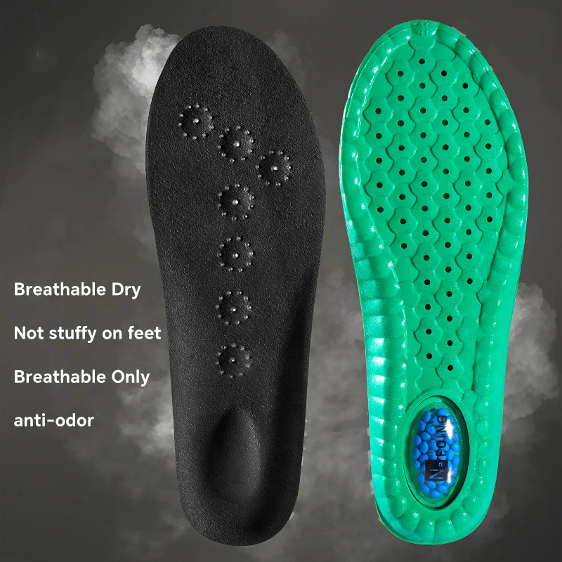 Sport Insoles Cowhide PU Air Cushion Shock Absorption Breathable Arch Support Or