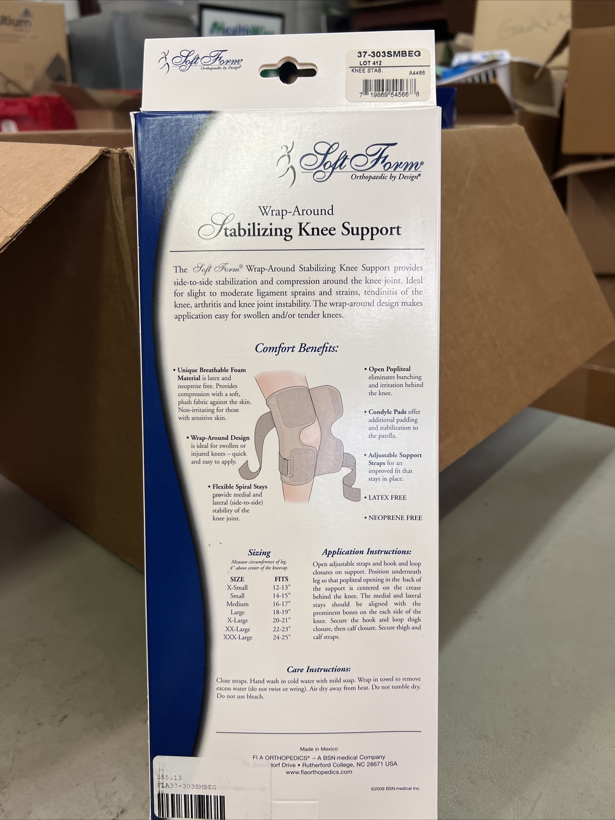 FLA Soft Form Wrap-Around Stabilizing Knee Support Beige Small New In Box