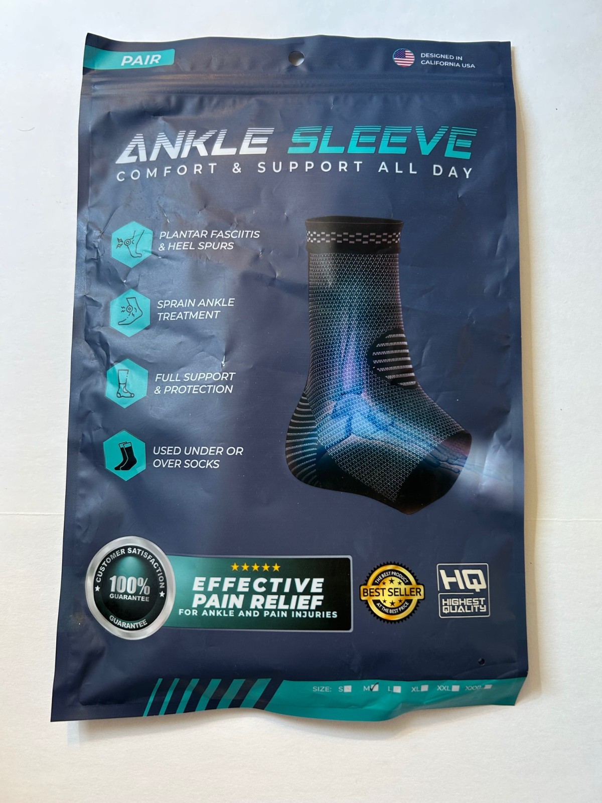 New Pink Compression Ankle Foot Brace Support Sleeve Size Medium